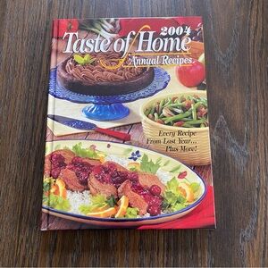Taste of Home Annual Recipes Cookbook with Red and Blue Accents